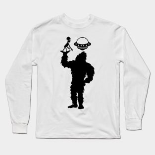 Bigfoot Ufo Silhouette Funny Alien Long Sleeve T-Shirt